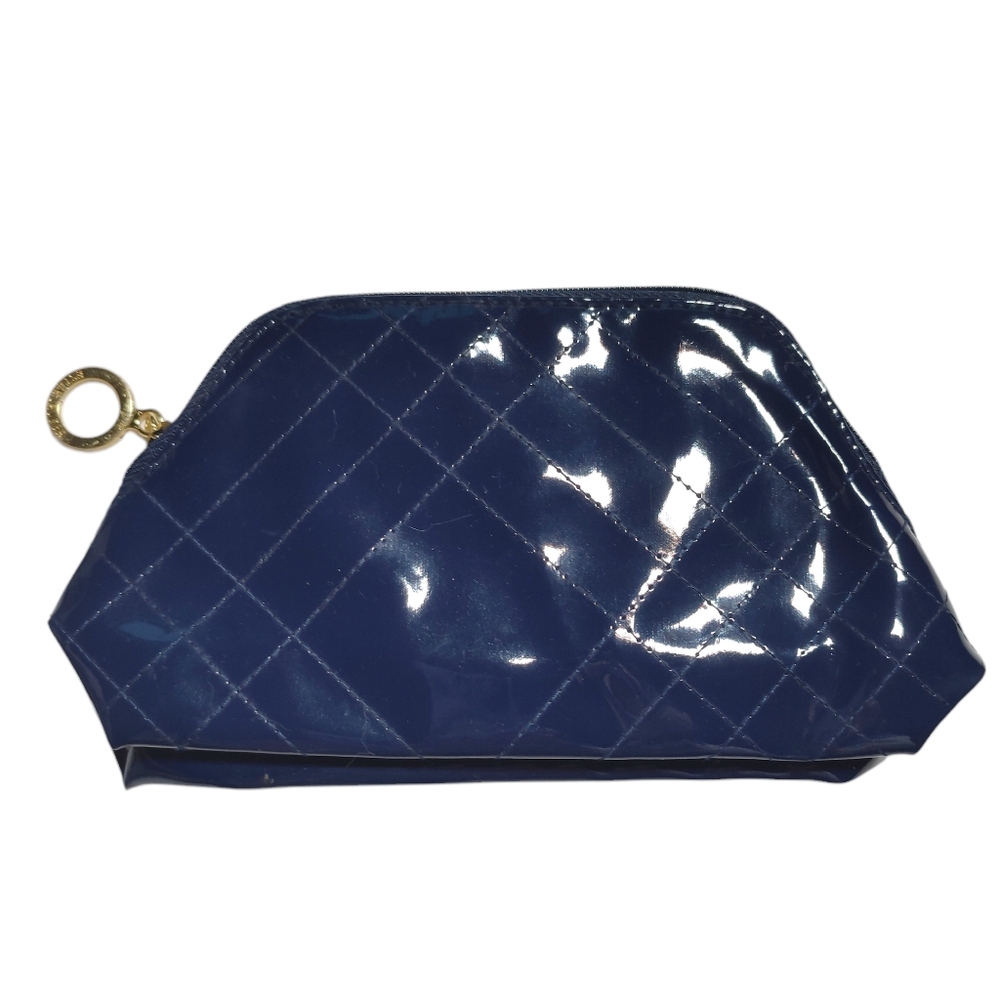 2 For $15 Estee Lauder Navy Quilted Glossy Women's  Cosmetic Bag New